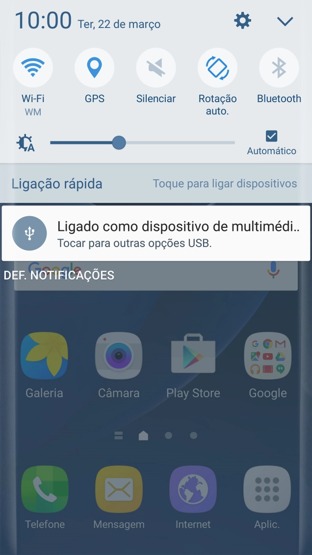 Prima o ícone de definições.