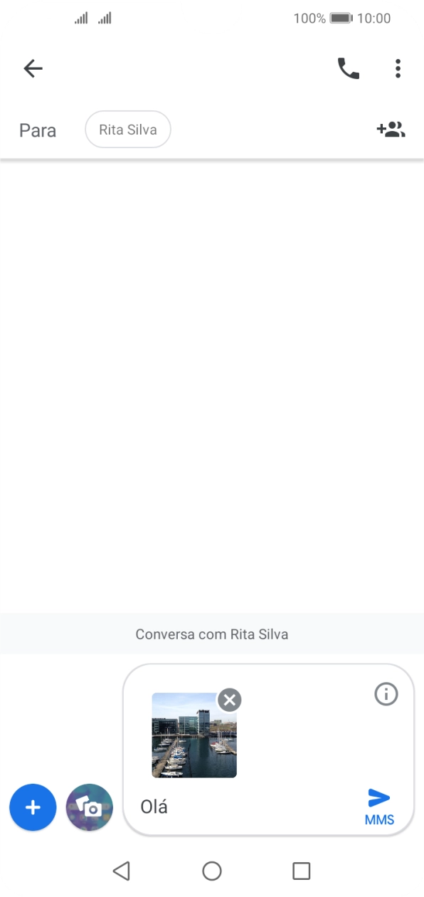 Prima o ícone para enviar quando terminar de escrever a sua mensagem multimédia.