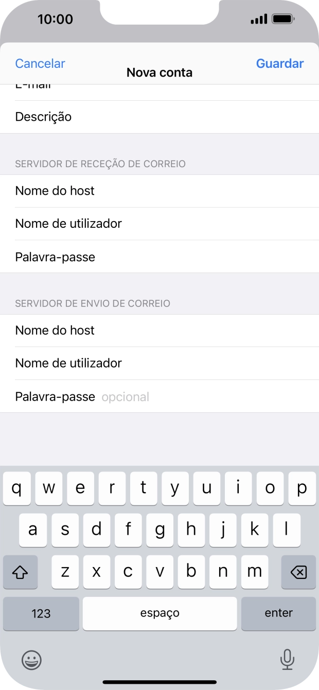 Prima Palavra-passe e introduza a password da sua conta de e-mail.