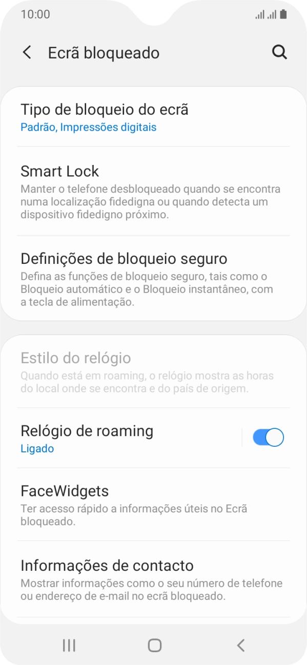 Prima Tipo de bloqueio do ecrã e introduza o código de bloqueio do telefone atual.