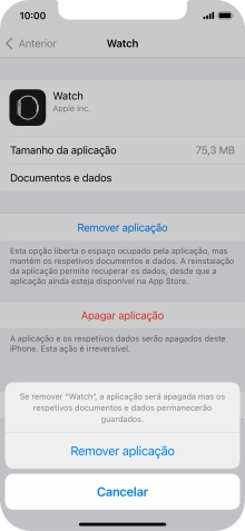 Prima Remover aplicação.