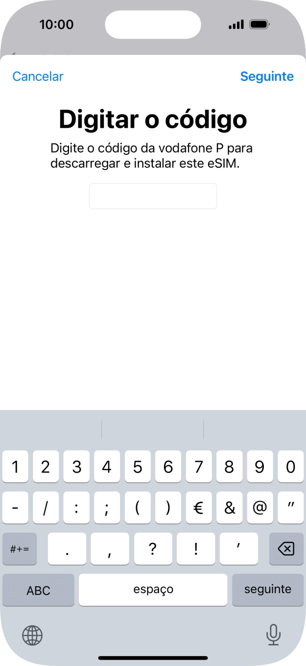 Introduza o código de confirmação enviado e prima Seguinte.