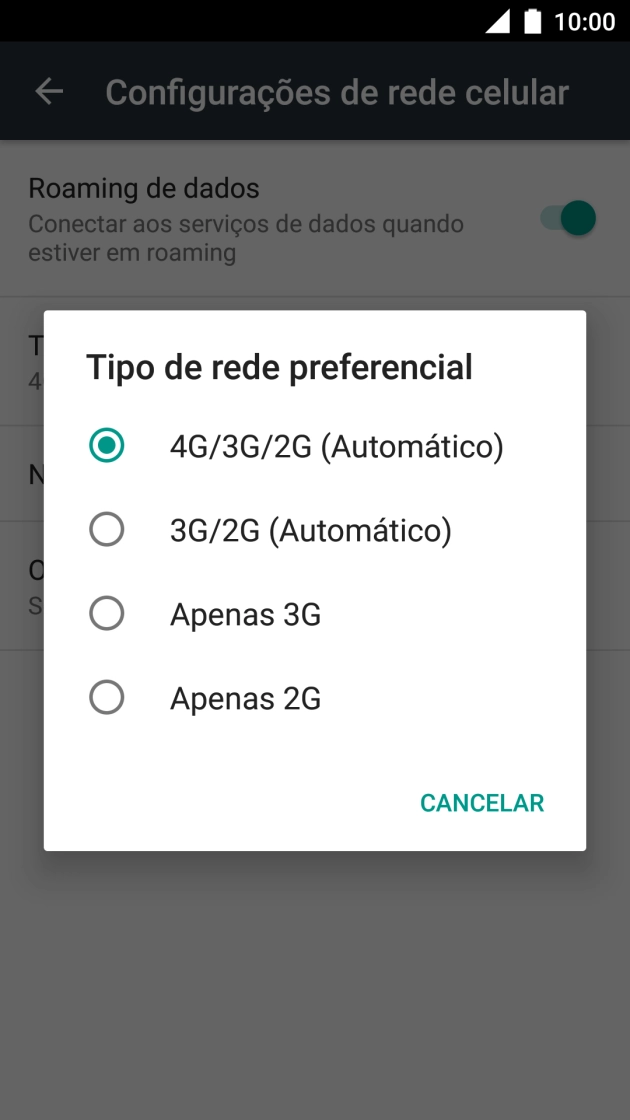 Prima a rede pretendida.