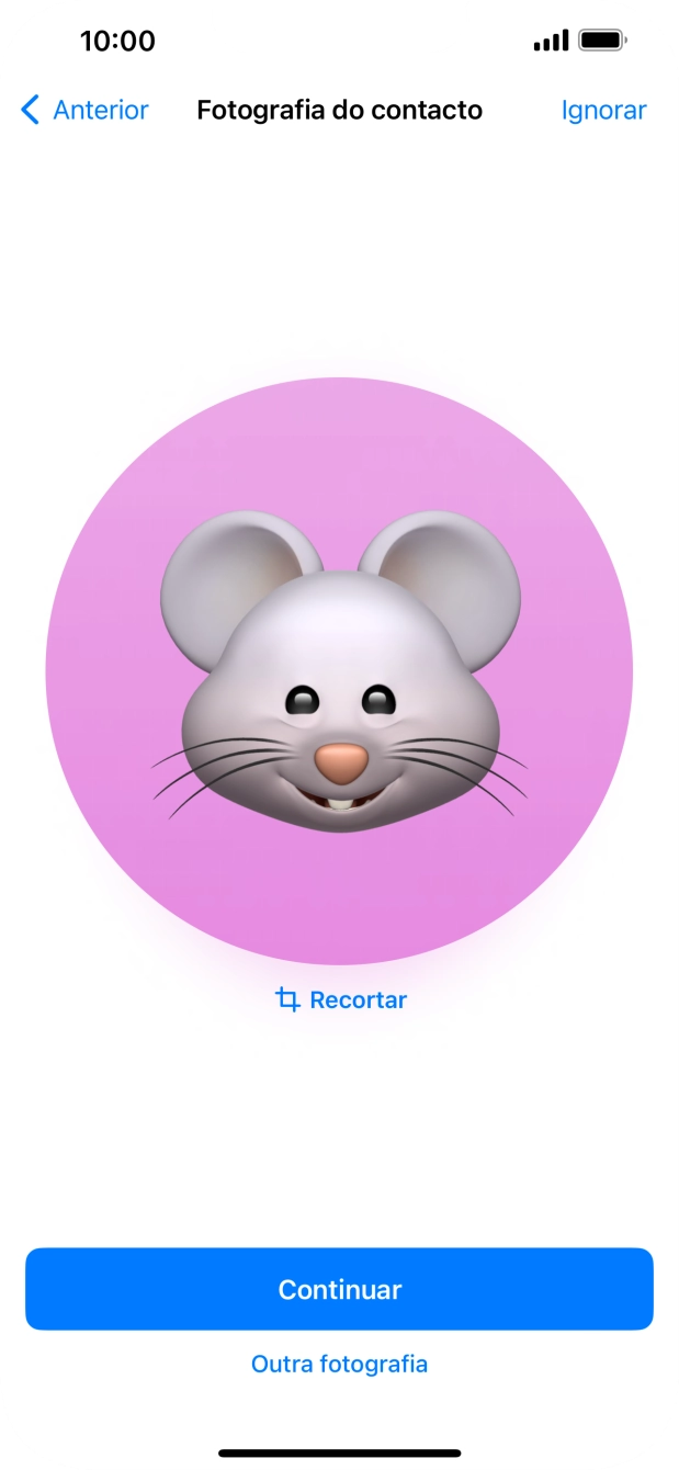 Siga as indicações no ecrã para ajustar a fotografia escolhida e prima Continuar.