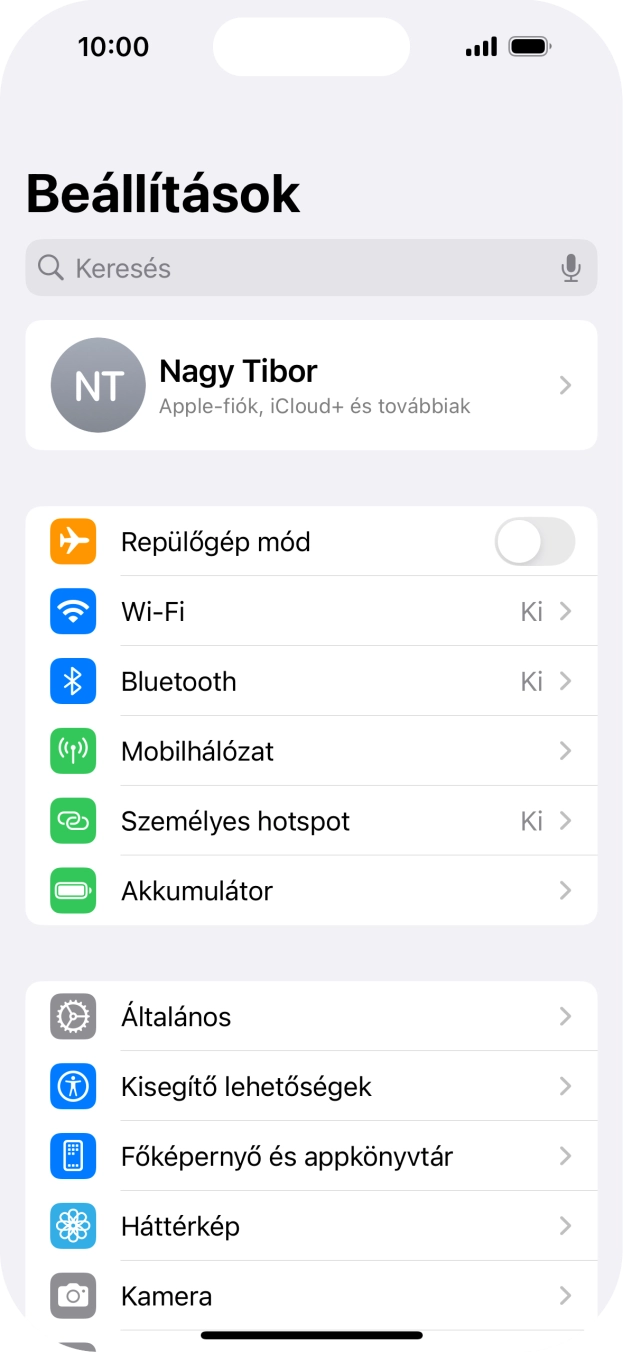 Válaszd az Általános lehetőséget.