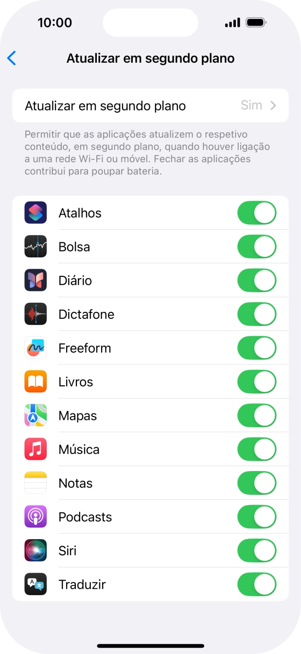 Prima Atualizar em segundo plano.