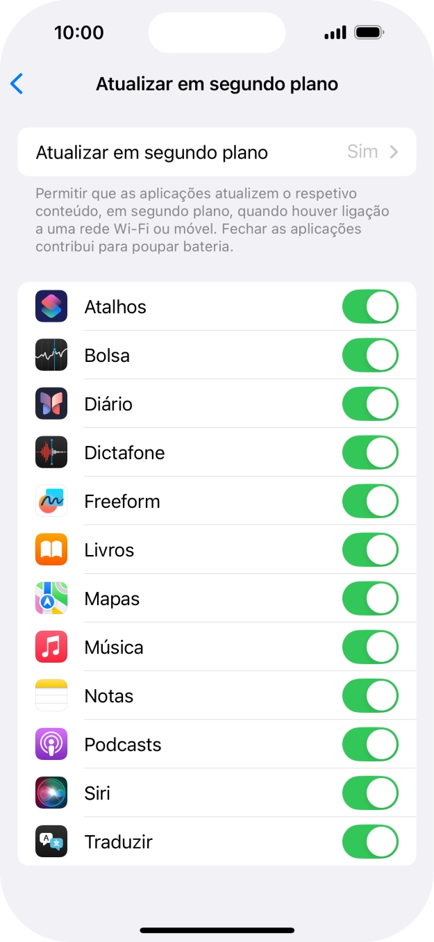Prima Atualizar em segundo plano.