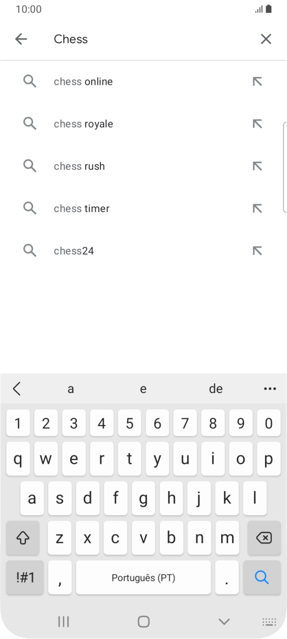 Introduza o nome ou categoria da app pretendida e prima o ícone para pesquisar.