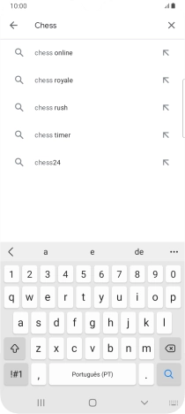 Introduza o nome ou categoria da app pretendida e prima o ícone para pesquisar.