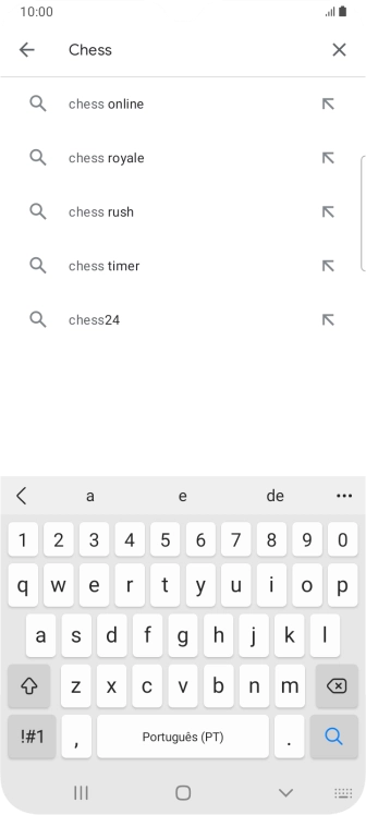 Introduza o nome ou categoria da app pretendida e prima o ícone para pesquisar.