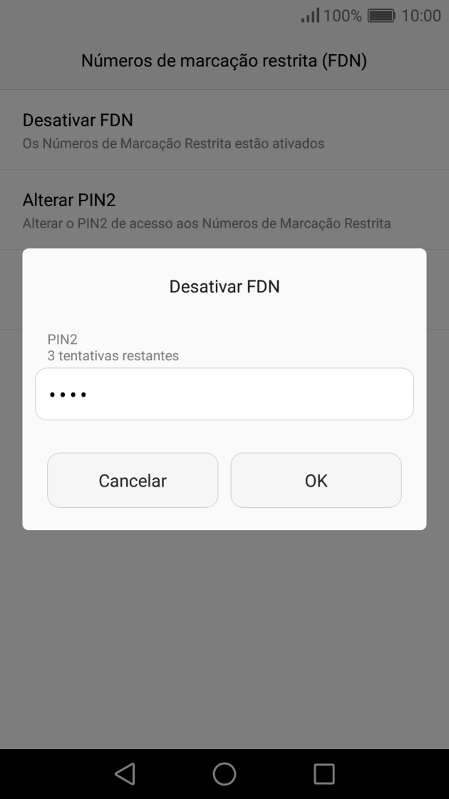 Introduza o código PIN2 e prima OK.