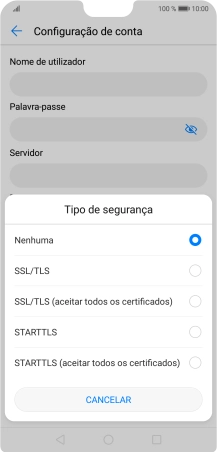 Prima SSL/TLS para ativar a função.