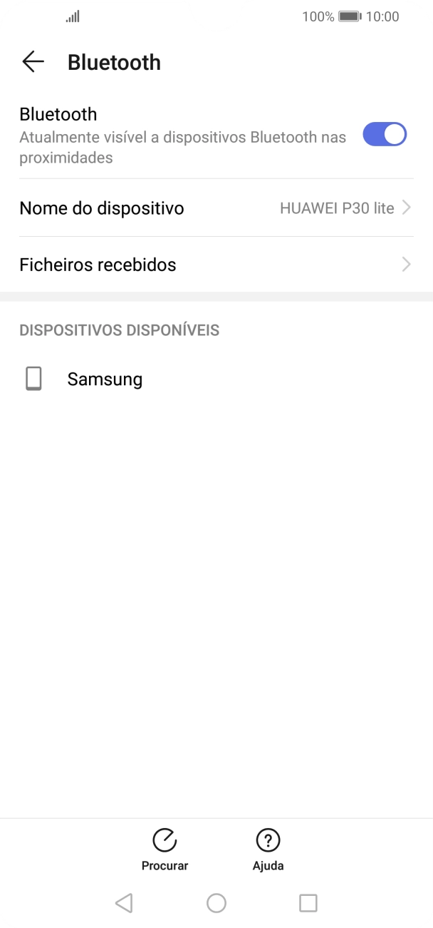 Prima o dispositivo Bluetooth pretendido e siga as indicações no ecrã para emparelhar o dispositivo com o telefone.