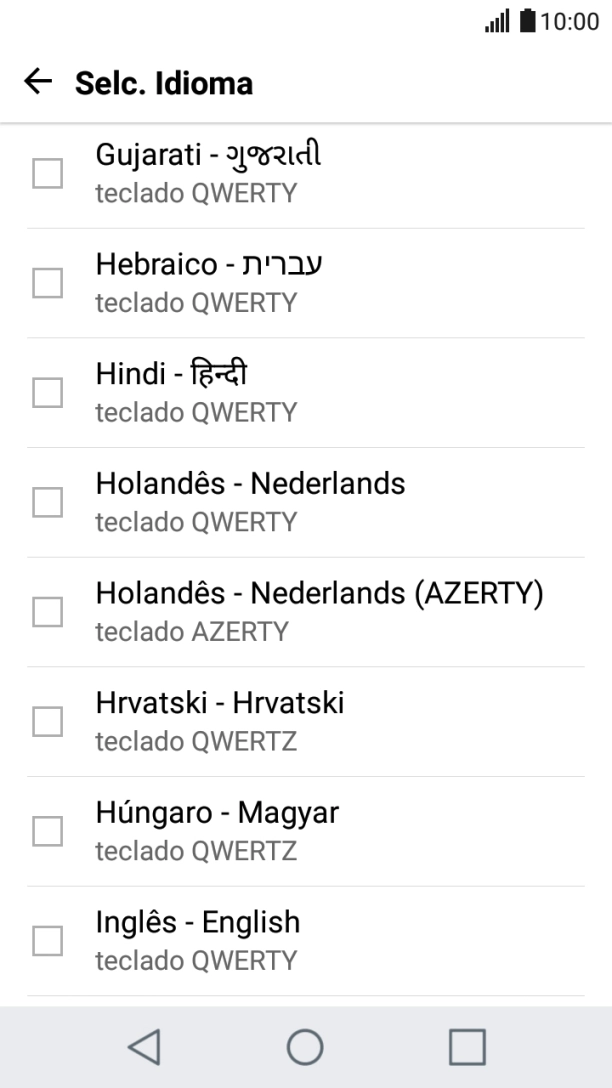 Prima o idioma pretendido para o adicionar.