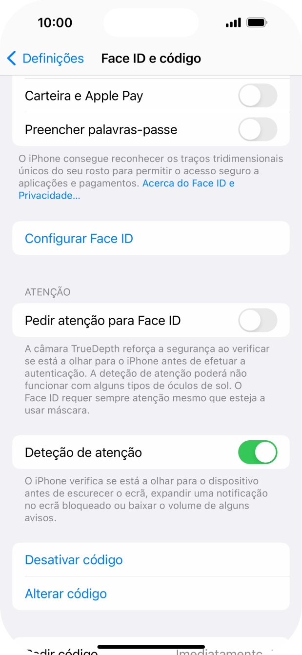 Prima Desativar código, e introduza o código de bloqueio.
