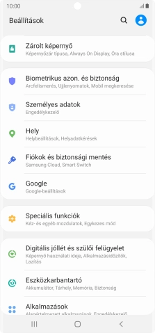 Válaszd a Fiókok és biztonsági mentés lehetőséget.