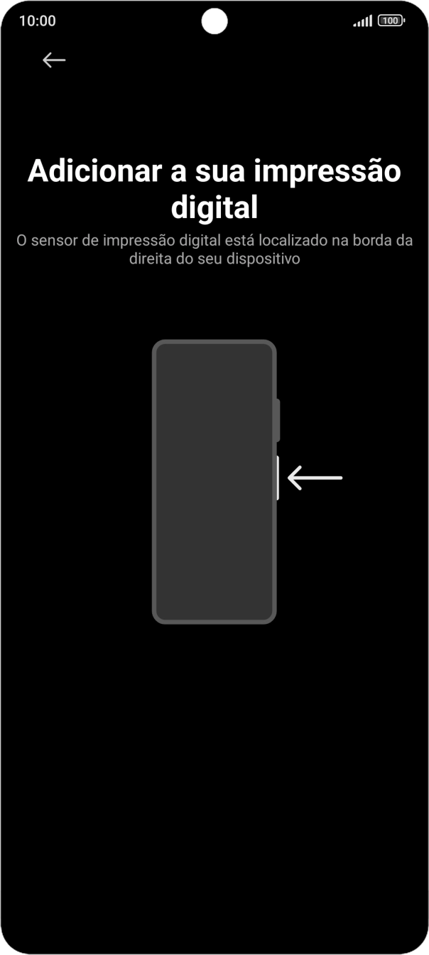 Siga as indicações no ecrã para definir a impressão digital como código de bloqueio.