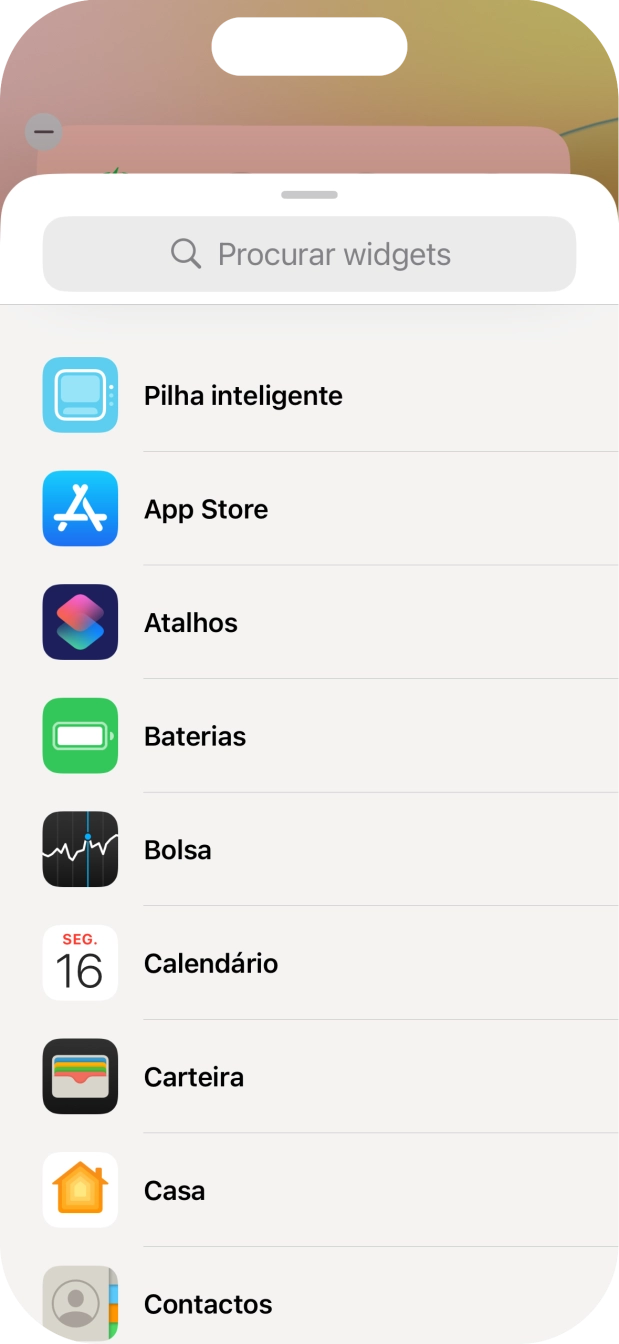 Prima o widget pretendido.
