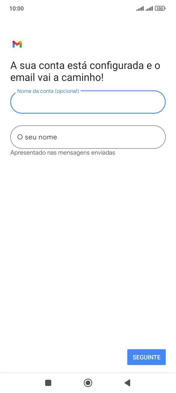 Prima O seu nome e introduza o nome do remetente pretendido.