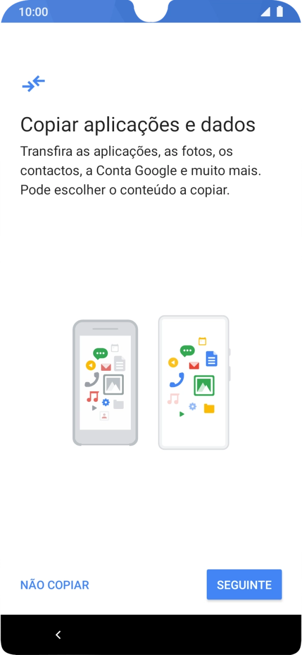 É possível transferir conteúdo de outro telefone quando o telefone for ativado antes da primeira utilização e quando o telefone tiver sido reiniciado. Quando esta imagem for mostrada no ecrã, o telefone está pronto para transferir conteúdo de outro telefone.