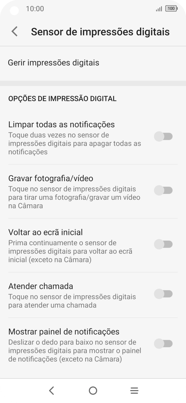 Prima Gerir impressões digitais.