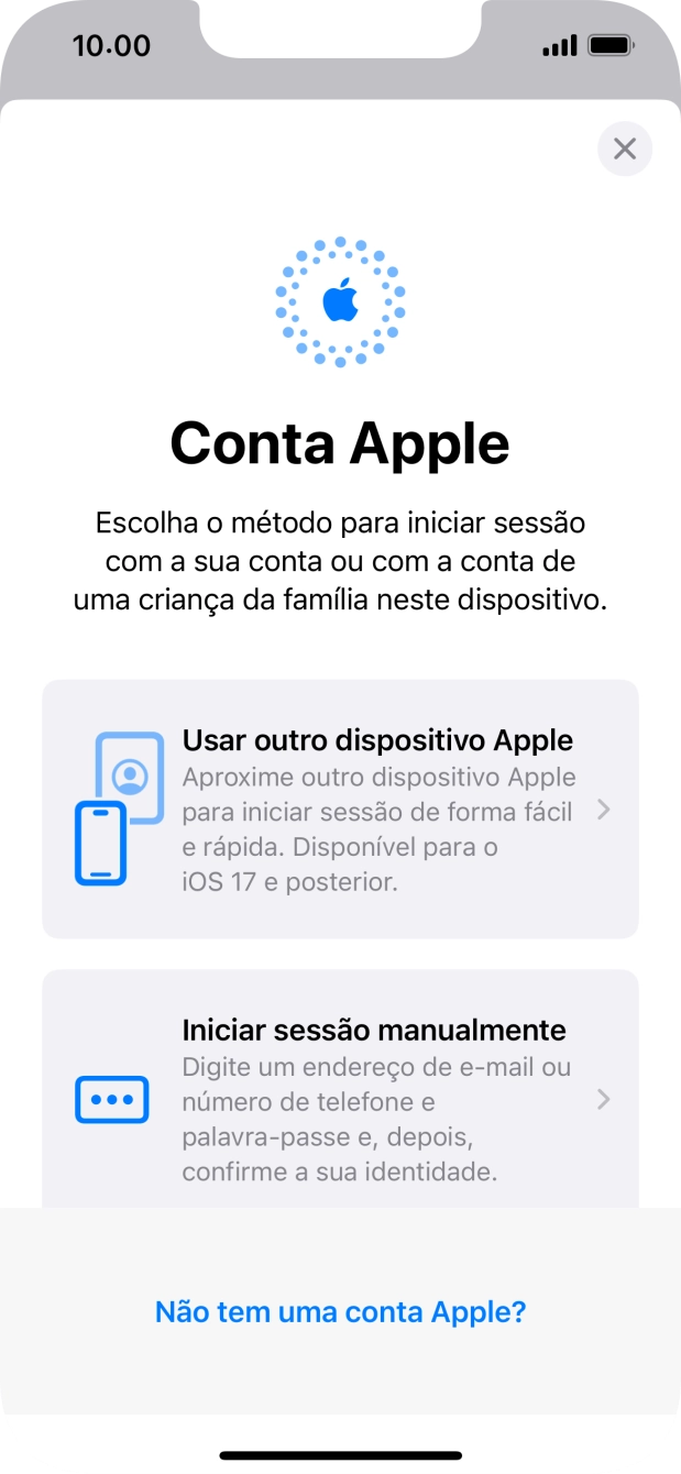 Prima Iniciar sessão manualmente.
