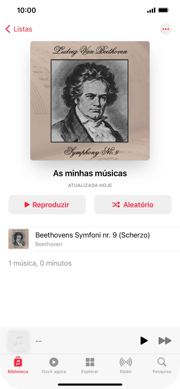 Vá até à categoria ou lista de reprodução pretendida e prima o ficheiro de música pretendido.
