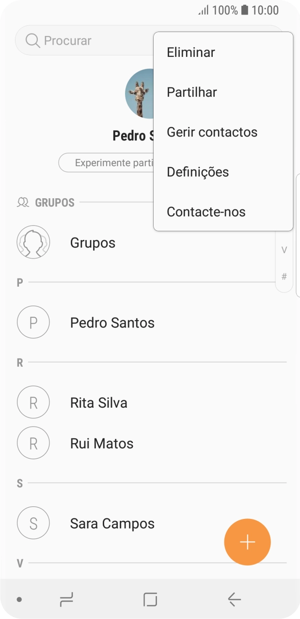 Prima Gerir contactos.