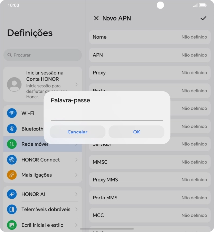 Introduza vodafone e prima OK.