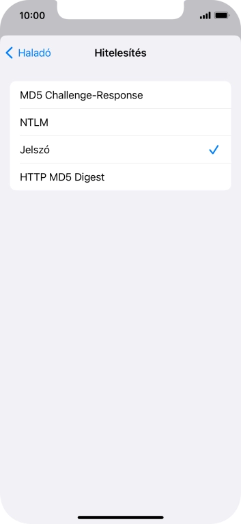 Válaszd a Jelszó lehetőséget.