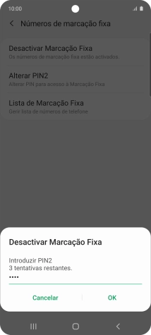 Introduza o código PIN2 e prima OK.