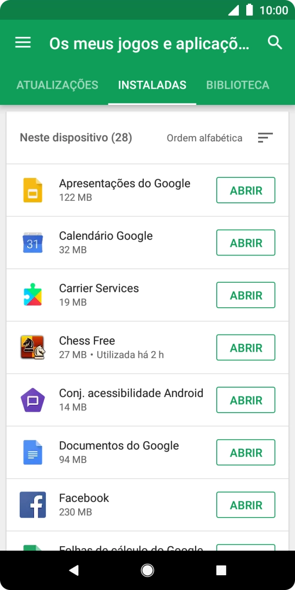 Prima a app pretendida.