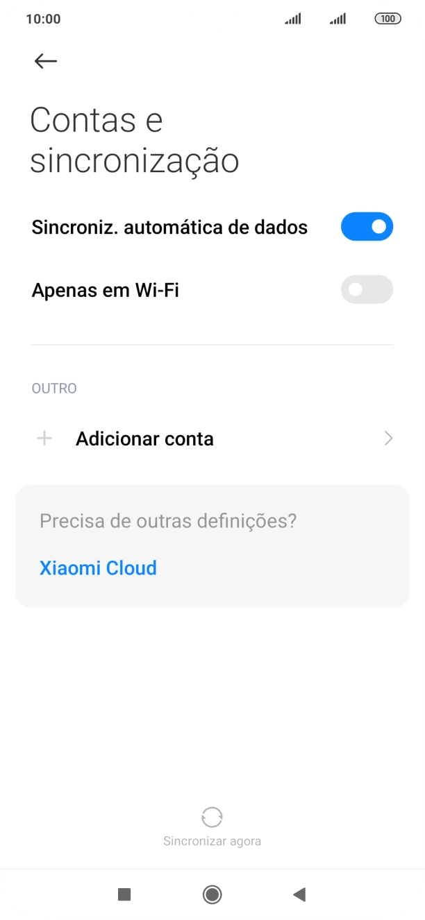 Prima Adicionar conta.