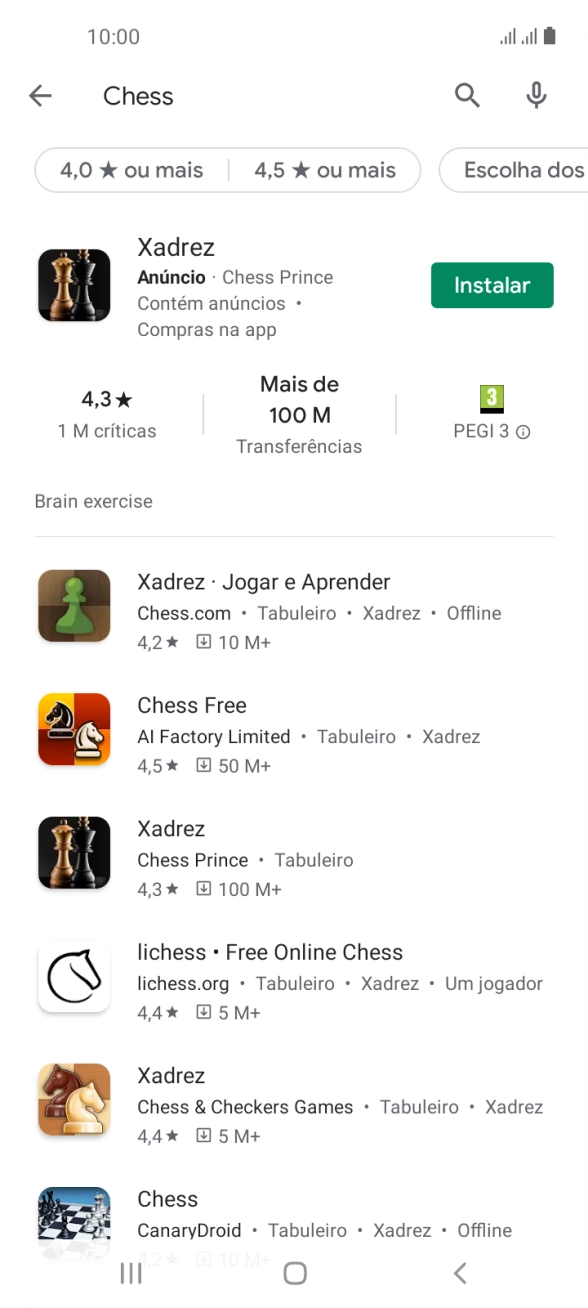 Prima a app pretendida.