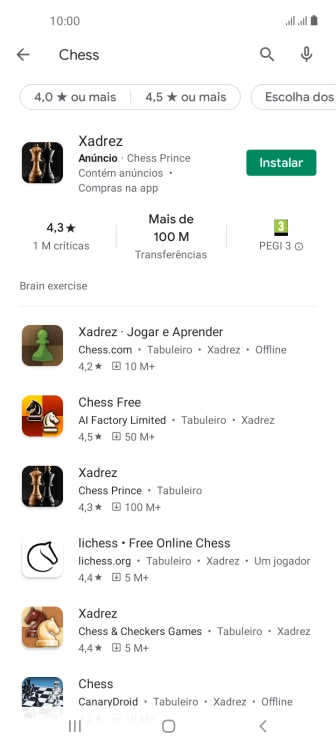 Prima a app pretendida.