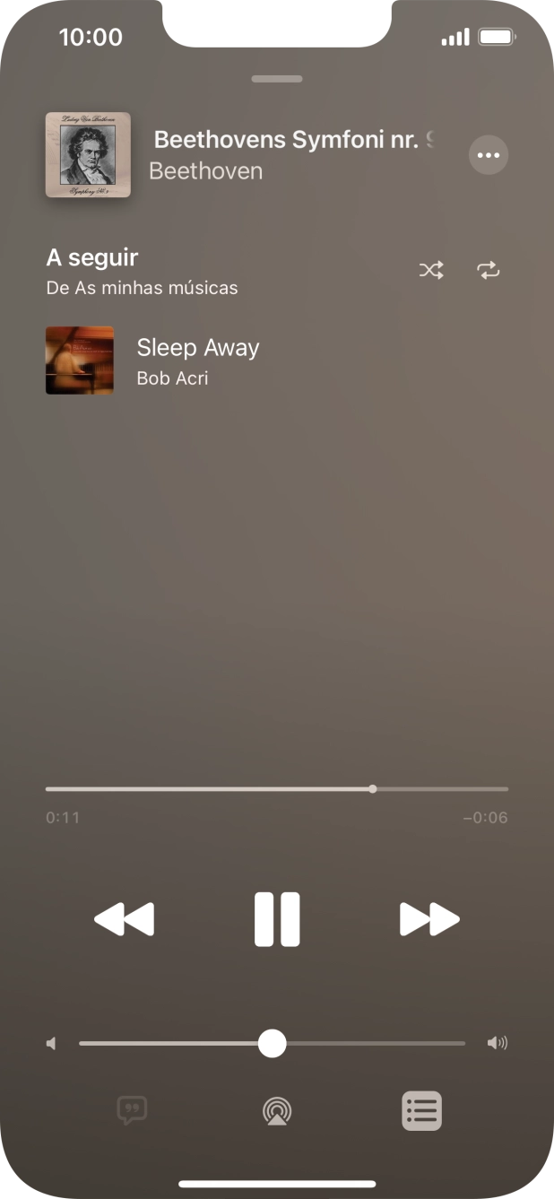 Prima o ícone de reprodução aleatória para ativar ou desativar a função.