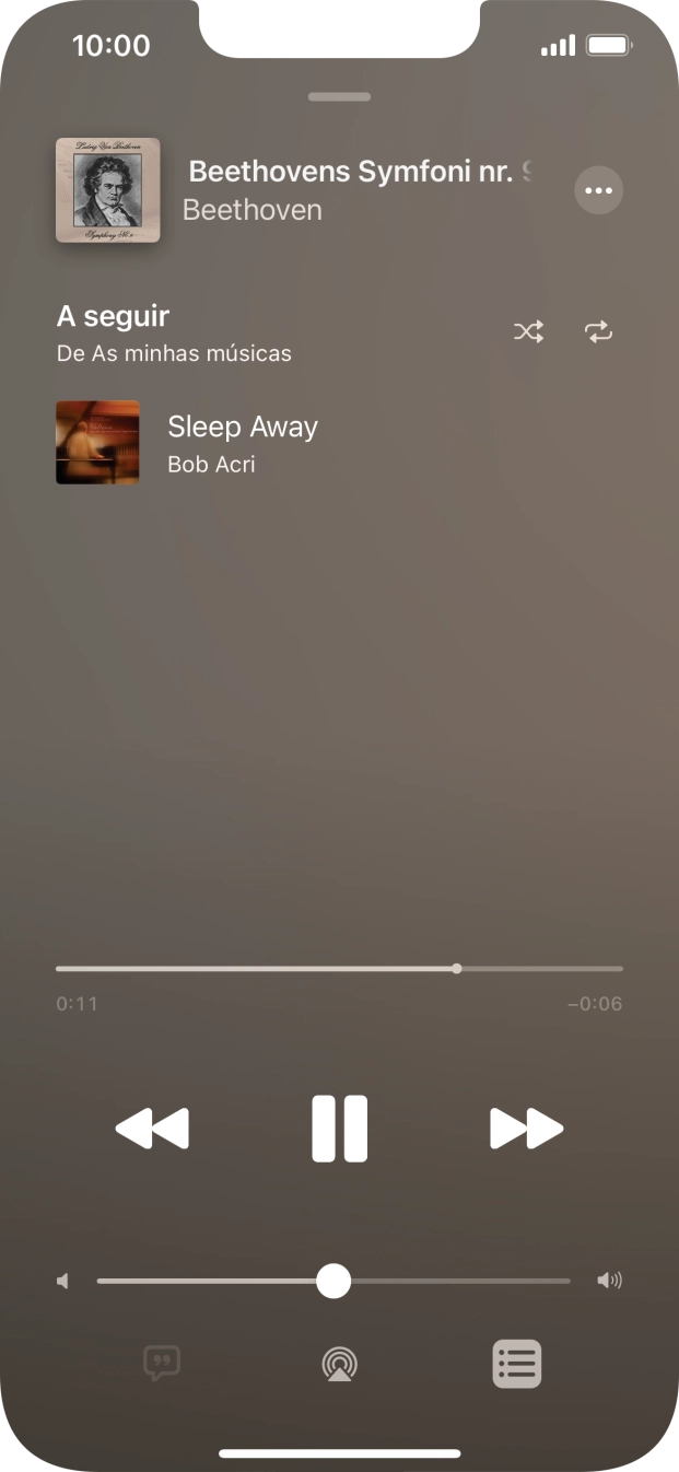 Prima o ícone de reprodução aleatória para ativar ou desativar a função.