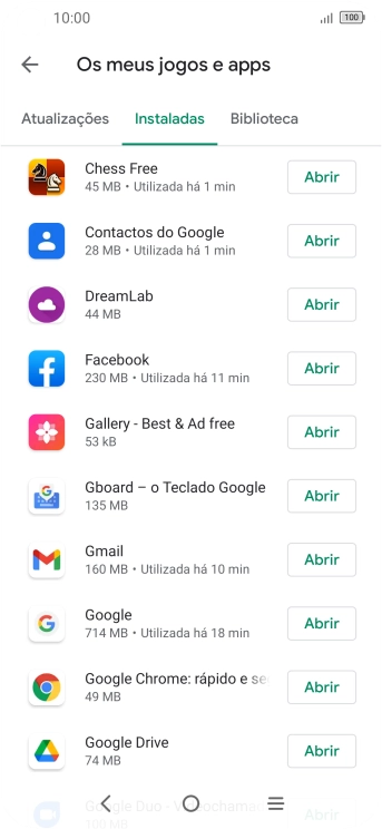 Prima a app pretendida.