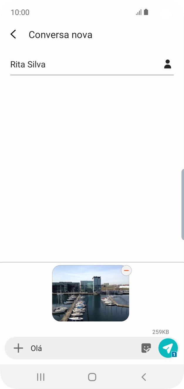Prima o ícone para enviar quando terminar de escrever a sua mensagem multimédia.