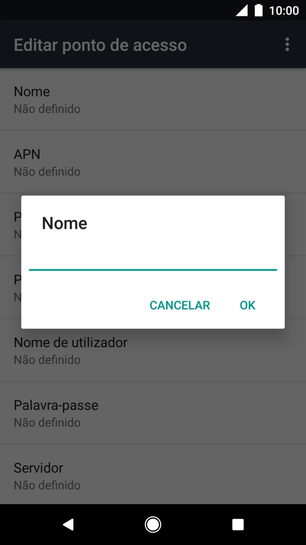 Introduza Vodafone Internet e prima OK.