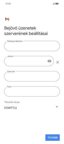 Kattints a „Felhasználónév” alatti mezőre, és írd be az e-mail-fiókodhoz tartozó felhasználónevet.