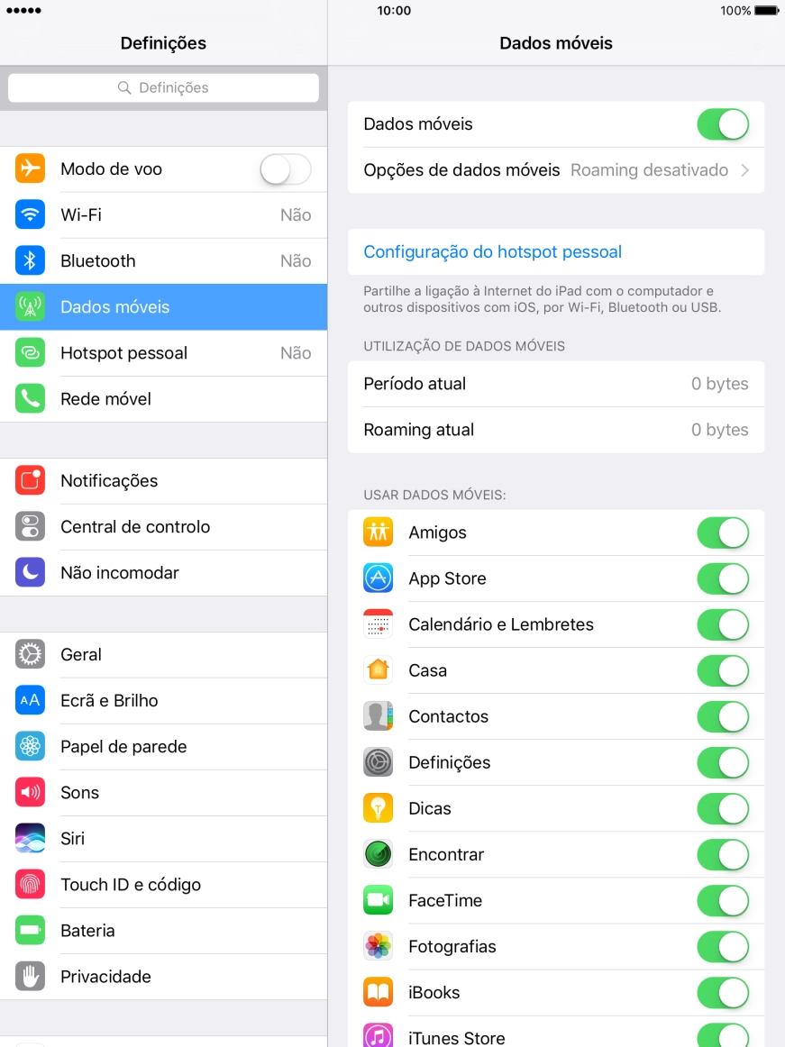 Prima Opções de dados móveis.