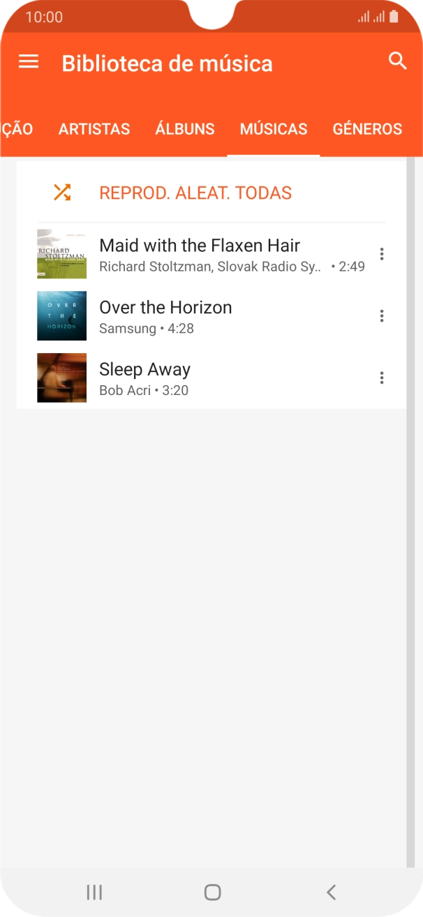 Prima o ficheiro de música pretendido.