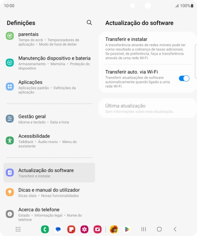 Prima Transferir e instalar. Se existir uma nova versão de software disponível, será agora indicado no ecrã. Siga as indicações no ecrã para atualizar o software do telefone.