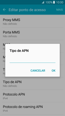 Introduza default e prima OK.