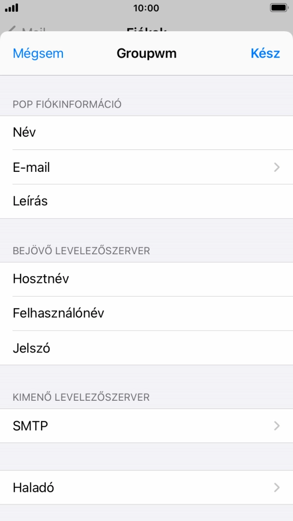 Válaszd az  SMTP lehetőséget.