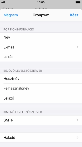 Válaszd az  SMTP lehetőséget.