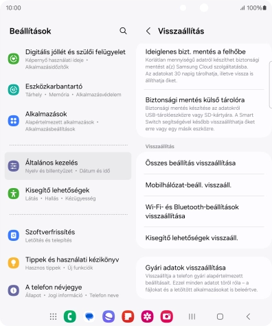 Válaszd a Gyári adatok visszaállítása lehetőséget.