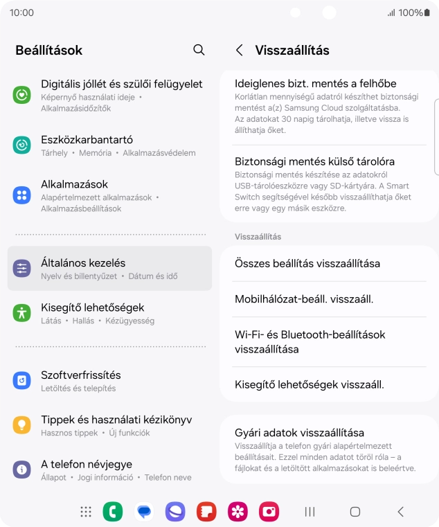 Válaszd a Gyári adatok visszaállítása lehetőséget.