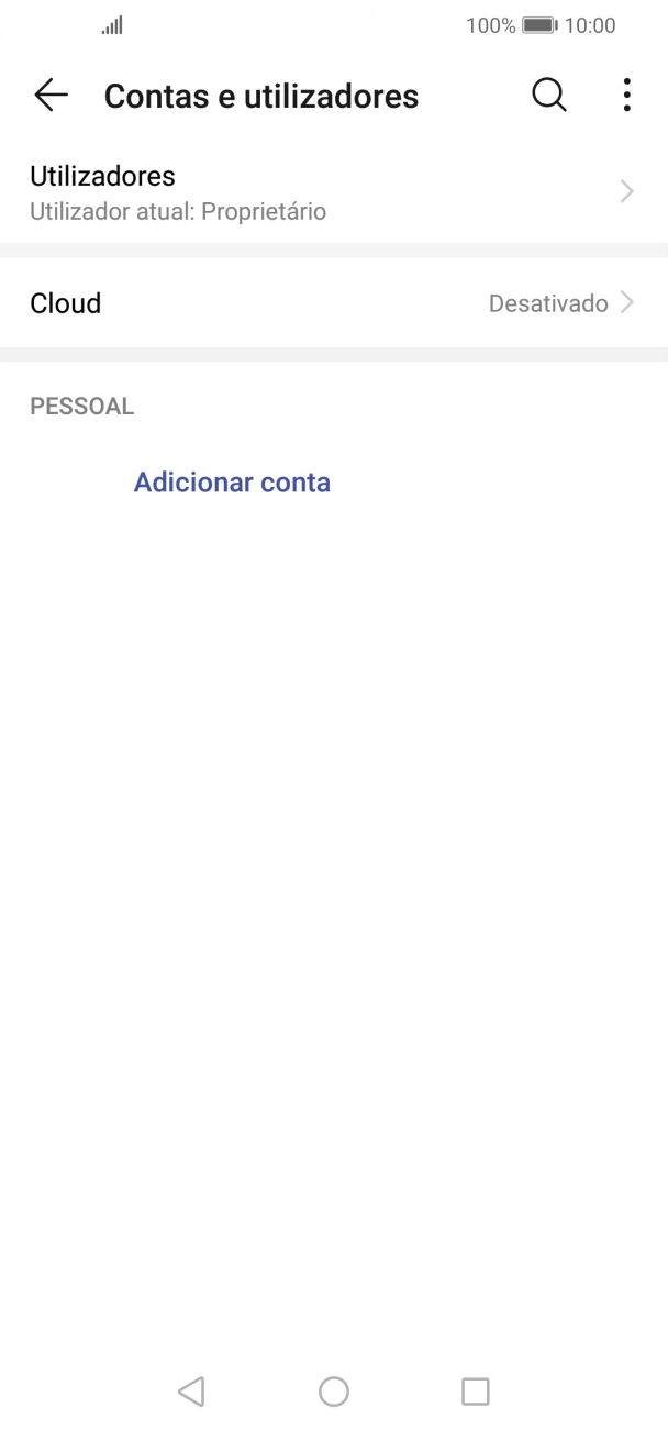 Prima Adicionar conta.